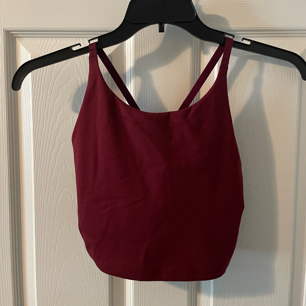 GapFit Longline Cropped Tank Sports Bra Burgundy Size Small Racerback Straps